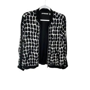Valerie Stevens Womens Size Medium M Jacket‎ Stretch Long Sleeve Black White